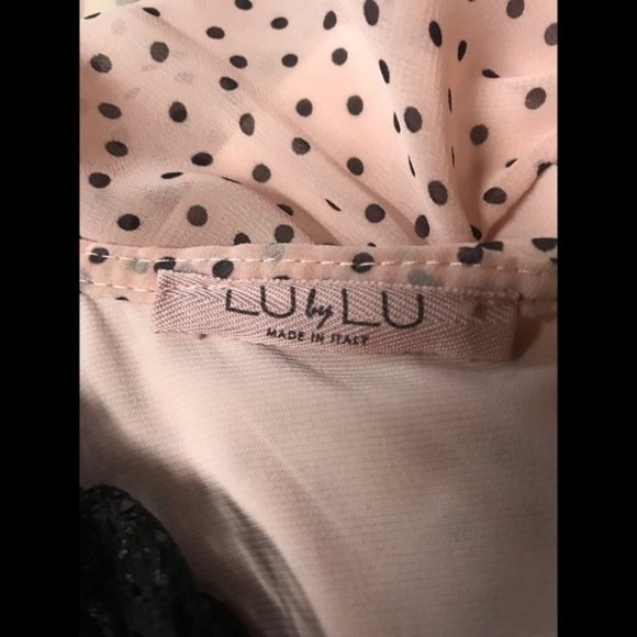 NWOT Lu & Lu Pink Polka Dot Cocktail Dress with Lace detail - Size S - Picture 6 of 7